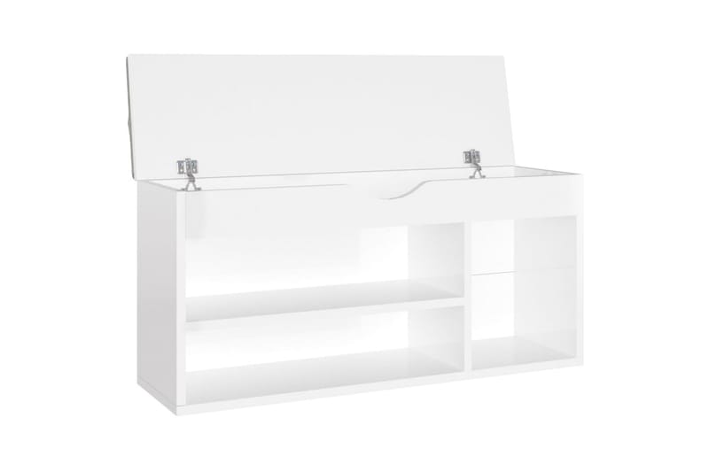 Skobänk med dyna vit högglans 104x30x49 cm spånskiva - Vit högglans - Förvaring - Sko- & klädförvaring - Skoförvaring