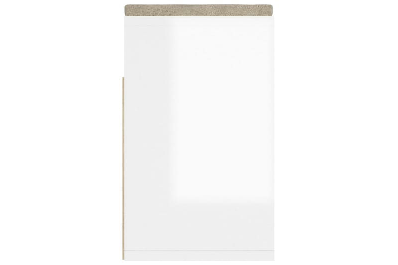 Skobänk med dyna vit högglans 104x30x49 cm spånskiva - Vit högglans - Förvaring - Sko- & klädförvaring - Skoförvaring