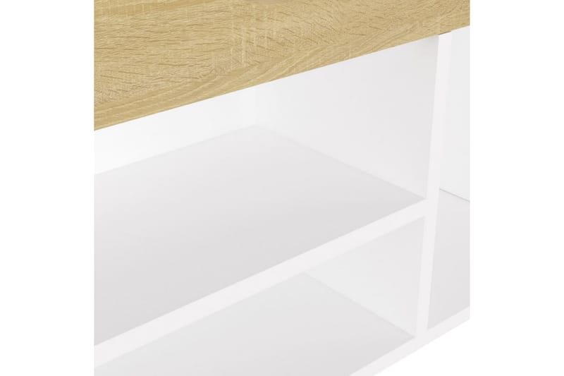 Skobänk med dyna vit och sonoma-ek 104x30x49 cm spånskiva - Vit/ek - Förvaring - Sko- & klädförvaring - Skoförvaring