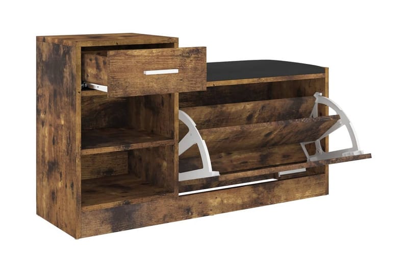Skobänk rökfärgad ek 94,5x31x57 cm spånskiva - Rökfärgad ek - Förvaring - Sko- & klädförvaring - Skoförvaring