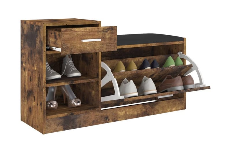 Skobänk rökfärgad ek 94,5x31x57 cm spånskiva - Rökfärgad ek - Förvaring - Sko- & klädförvaring - Skoförvaring