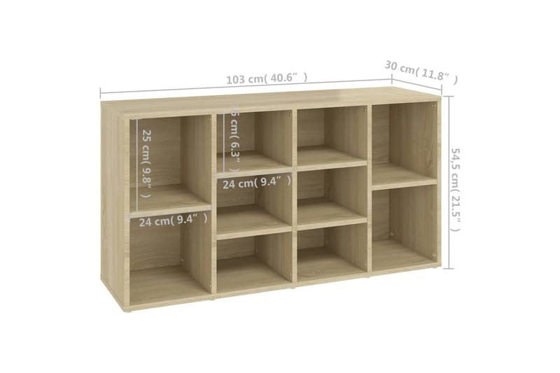 Skobänk sonoma-ek 103x30x54,5 cm spånskiva - Brun - Skoförvaring - Bänk med skoförvaring