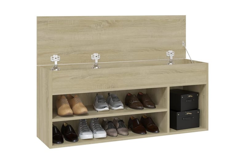 Skobänk sonoma-ek 105x30x45 cm spånskiva - Brun - Förvaring - Sko- & klädförvaring - Skoförvaring