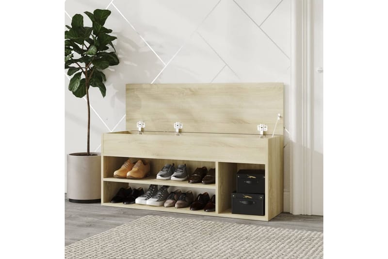 Skobänk sonoma-ek 105x30x45 cm spånskiva - Brun - Förvaring - Sko- & klädförvaring - Skoförvaring