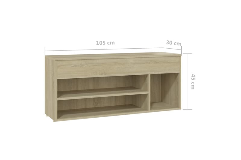 Skobänk sonoma-ek 105x30x45 cm spånskiva - Brun - Förvaring - Sko- & klädförvaring - Skoförvaring