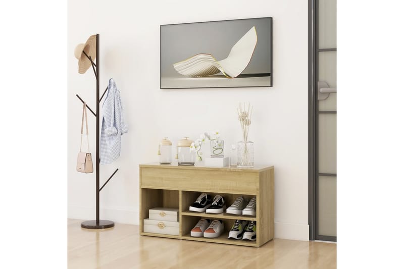 Skobänk sonoma-ek 80x30x45 cm spånskiva - Brun - Förvaring - Sko- & klädförvaring - Skoförvaring