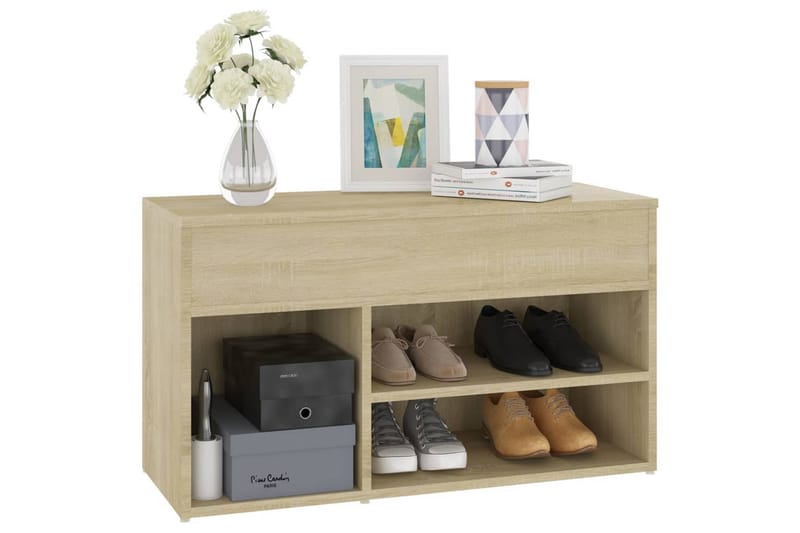 Skobänk sonoma-ek 80x30x45 cm spånskiva - Brun - Förvaring - Sko- & klädförvaring - Skoförvaring