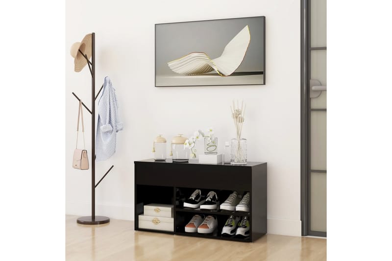 Skobänk svart 80x30x45 cm spånskiva - Svart - Förvaring - Sko- & klädförvaring - Skoförvaring