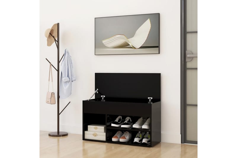 Skobänk svart 80x30x45 cm spånskiva - Svart - Förvaring - Sko- & klädförvaring - Skoförvaring