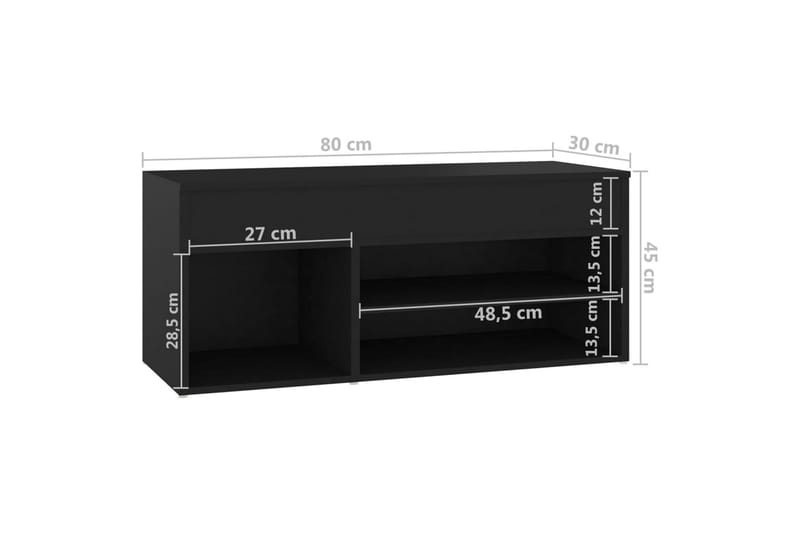 Skobänk svart 80x30x45 cm spånskiva - Svart - Förvaring - Sko- & klädförvaring - Skoförvaring