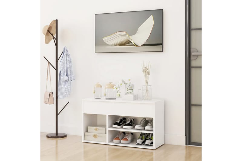Skobänk vit 80x30x45 cm spånskiva - Vit - Förvaring - Sko- & klädförvaring - Skoförvaring