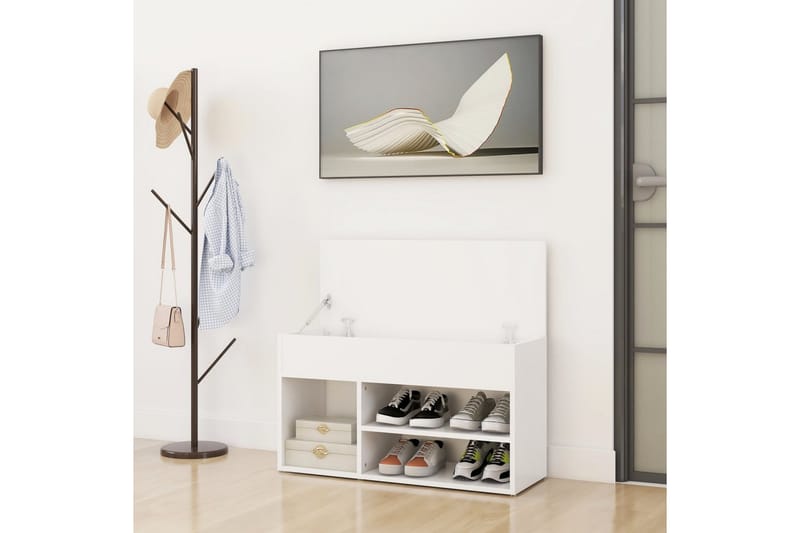 Skobänk vit 80x30x45 cm spånskiva - Vit - Förvaring - Sko- & klädförvaring - Skoförvaring