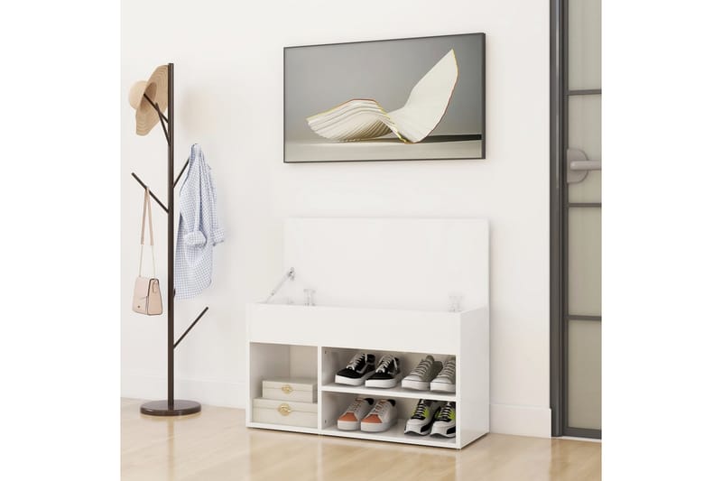 Skobänk vit högglans 80x30x45 cm spånskiva - Vit högglans - Förvaring - Sko- & klädförvaring - Skoförvaring