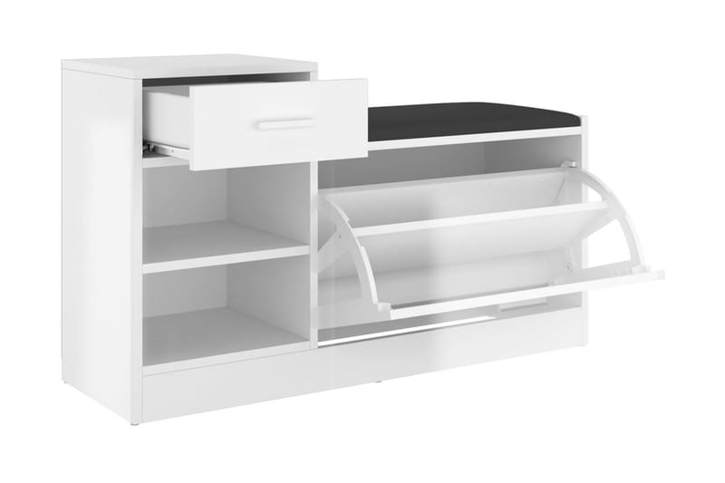 Skobänk vit högglans 94,5x31x57 cm spånskiva - Vit högglans - Förvaring - Sko- & klädförvaring - Skoförvaring
