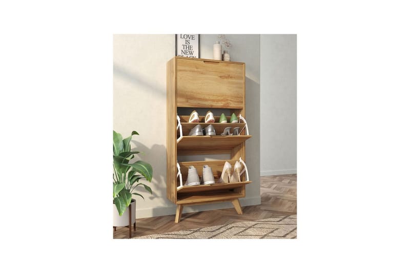 Skoförvaring Ezra 3 klaffar 60x24x125 cm, Wotan-ek - 60x24x125 cm, Wotan-ek - Förvaring - Sko- & klädförvaring - Skoförvaring