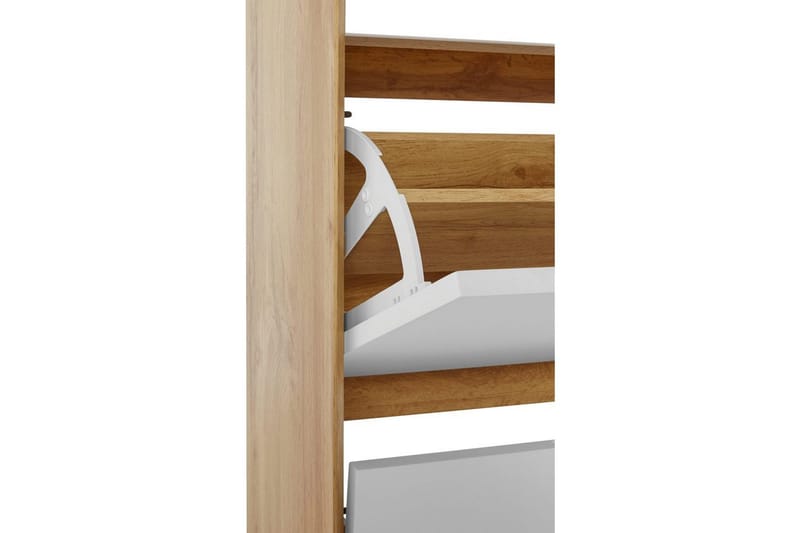 Skoförvaring Ezra 3 klaffar 60x24x125 cm, Wotan-ek/Vit - 60x24x125 cm, Wotan-ek/Vit - F örvaring - Sko- & klädförvaring - Skoförvaring