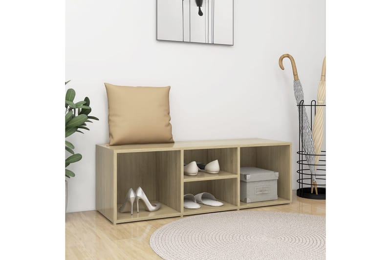 Skoförvaringsbänk sonoma-ek 105x35x35 cm spånskiva - Brun - Förvaring - Sko- & klädförvaring - Skoförvaring