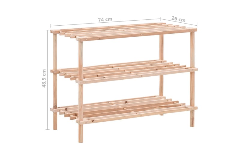 Skohylla 3 hyllplan massivt granträ - Beige - Skoförvaring - Skohylla & skoställ