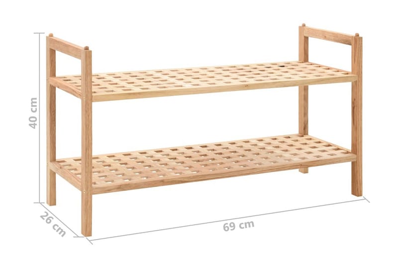 Skohylla massivt valnötsträ 69x26x40 cm - Beige - Förvaring - Sko- & klädförvaring - Skoförvaring