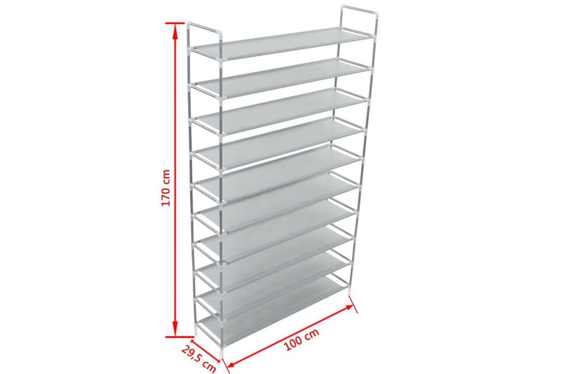 Skohylla med 10 hyllor metall och non-woven tyg silver - Silver - Förvaring - Sko- & klädförvaring - Skoförvaring