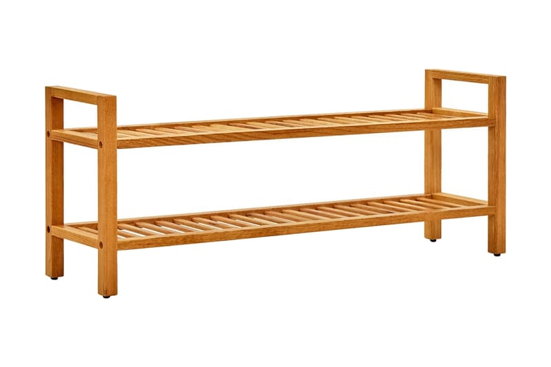 Skohylla med 2 hyllor 100x27x40 cm massiv ek - Brun - Förvaring - Sko- & klädförvaring - Skoförvaring