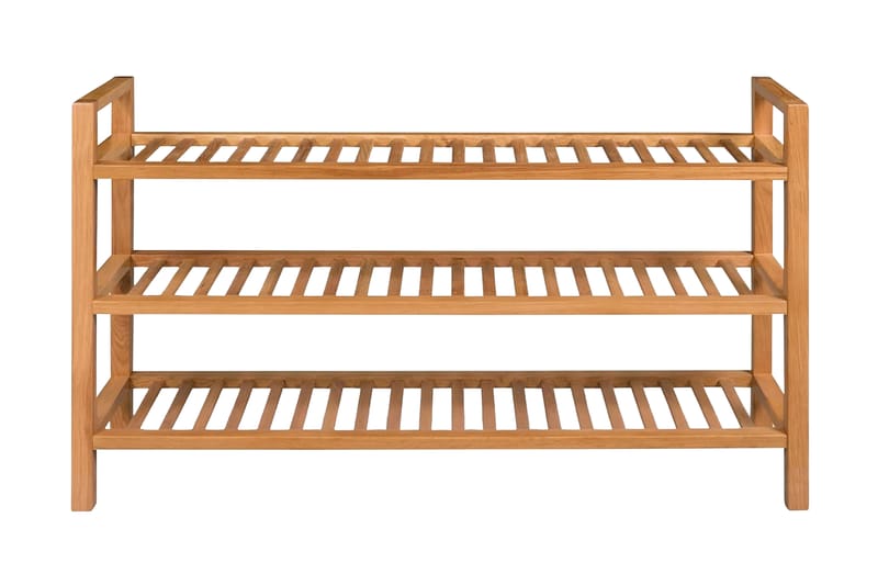 Skohylla med 3 hyllor 100x27x60 cm massiv ek - Brun - Förvaring - Sko- & klädförvaring - Skoförvaring