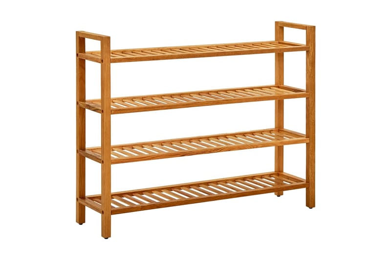 Skohylla med 4 hyllor 100x27x80 cm massiv ek - Brun - Förvaring - Sko- & klädförvaring - Skoförvaring