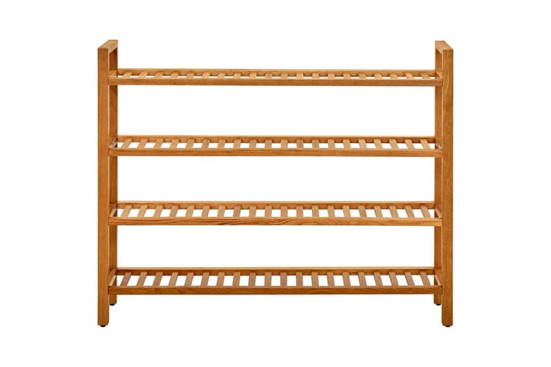 Skohylla med 4 hyllor 100x27x80 cm massiv ek - Brun - Förvaring - Sko- & klädförvaring - Skoförvaring