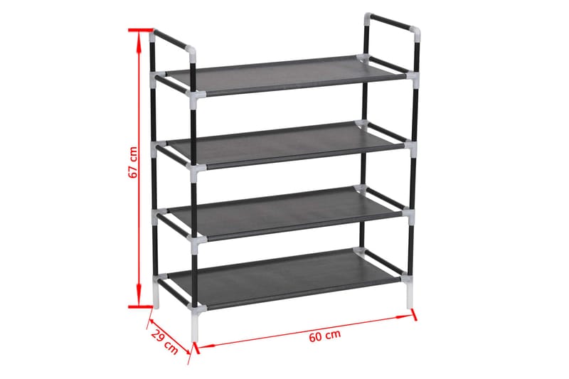 Skohylla med 4 hyllor metall och non-woven tyg svart - Svart - Förvaring - Sko- & klädförvaring - Skoförvaring