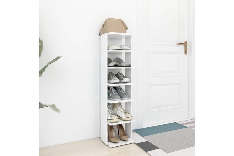 Skohylla vit 25x27x102 cm spånskiva - Vit - Förvaring - Sko- & klädförvaring - Skoförvaring