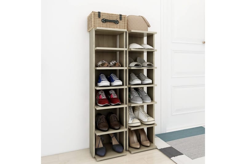 Skohyllor 2 st sonoma-ek 25x27x102 cm - Brun - Förvaring - Sko- & klädförvaring - Skoförvaring