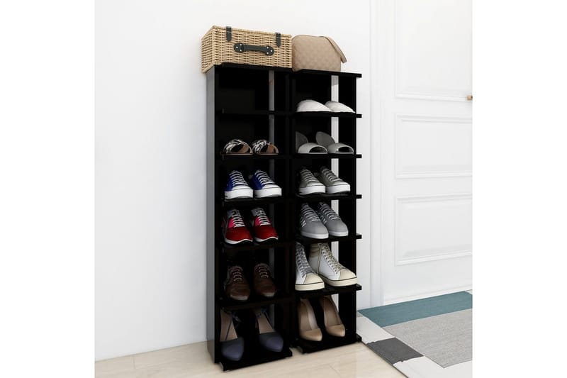 Skohyllor 2 st svart 25x27x102 cm - Svart - Förvaring - Sko- & klädförvaring - Skoförvaring