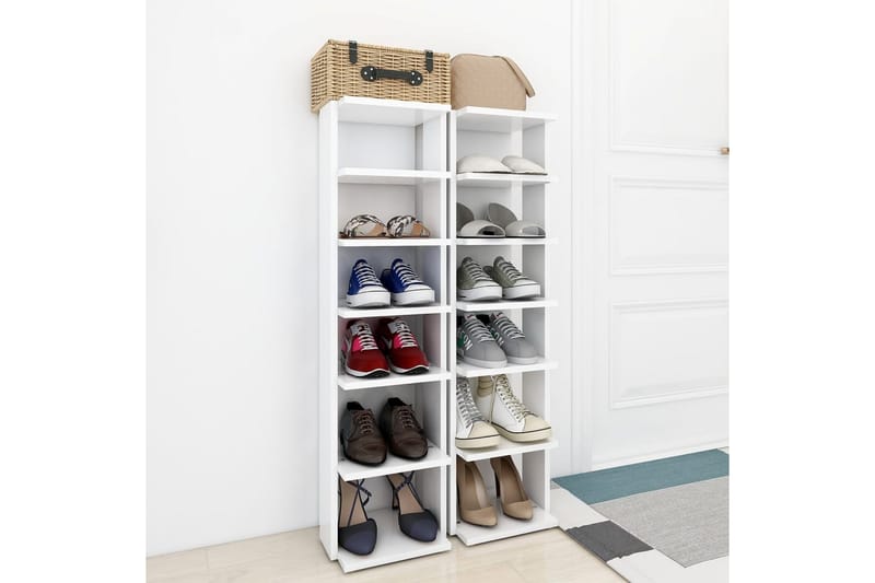 Skohyllor 2 st vit 25x27x102 cm spånskiva - Vit - Förvaring - Sko- & klädförvaring - Skoförvaring