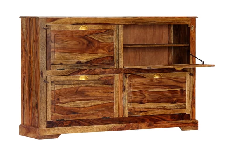Skoskåp 140x35x90 cm massivt sheshamträ - Brun - Förvaring - Sko- & klädförvaring - Skoförvaring