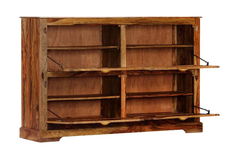 Skoskåp 140x35x90 cm massivt sheshamträ - Brun - Förvaring - Sko- & klädförvaring - Skoförvaring