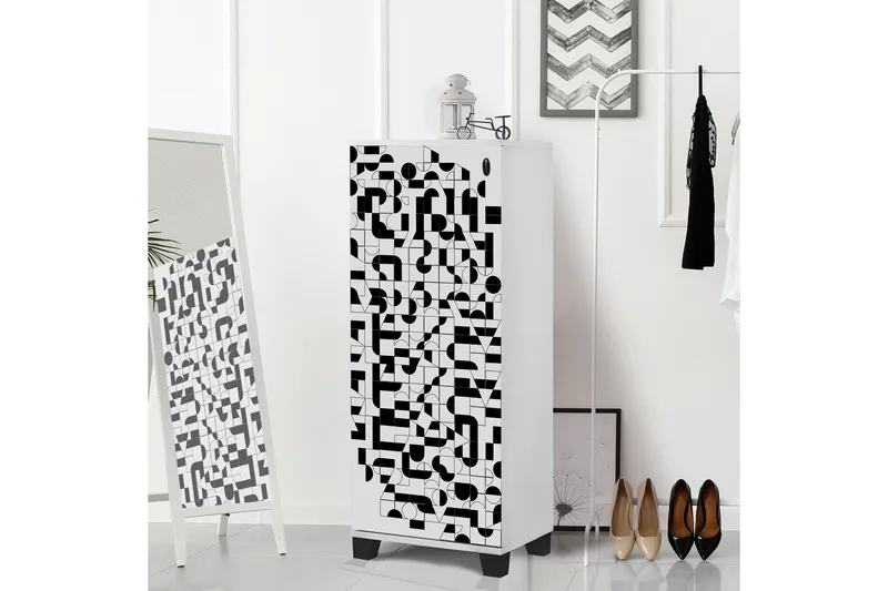 Skoskåp 38x50 cm - Vit/Svart - Förvaring - Sko- & klädförvaring - Skoförvaring