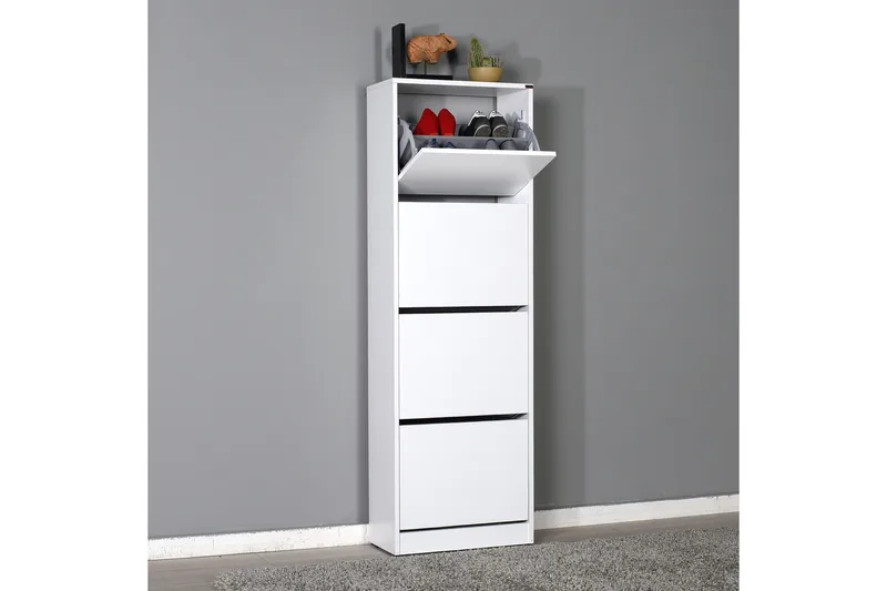 Skoskåp 51x157 cm - Vit - Förvaring - Sko- & klädförvaring - Skoförvaring