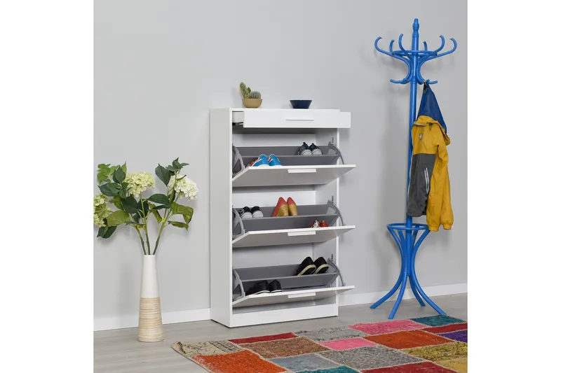 Skoskåp 75x128 cm - Vit - Förvaring - Sko- & klädförvaring - Skoförvaring