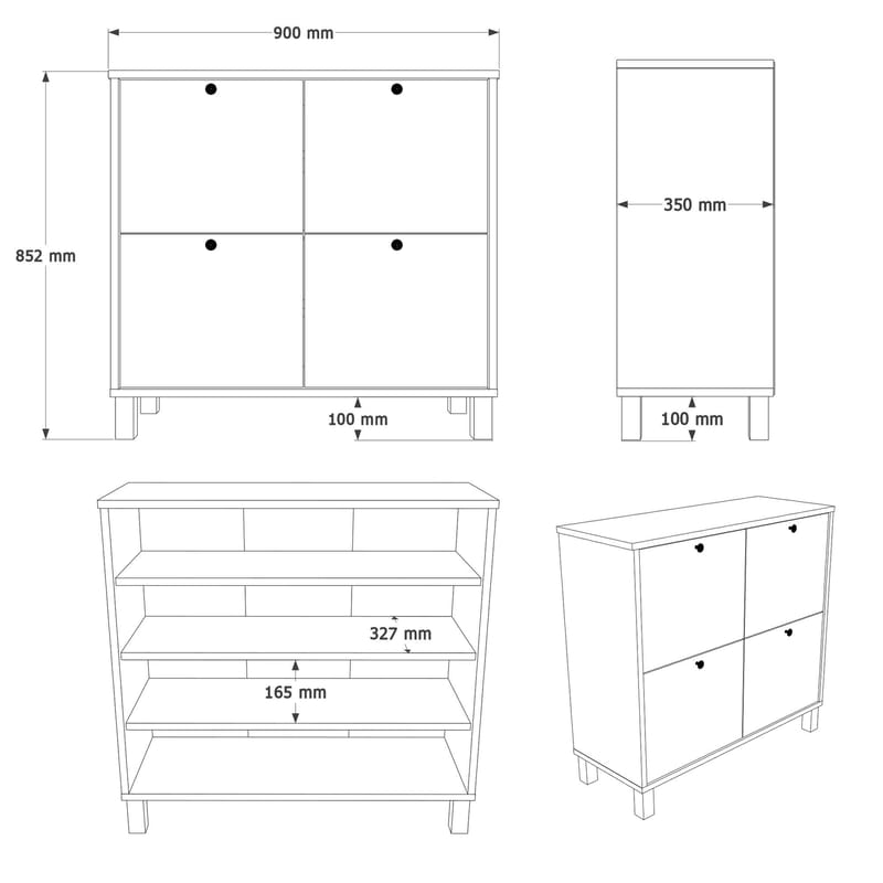 Avero Skoskåp 90x85,2x35 cm - Vit ek - Förvaring - Sko- & klädförvaring - Skoförvaring - Skoskåp