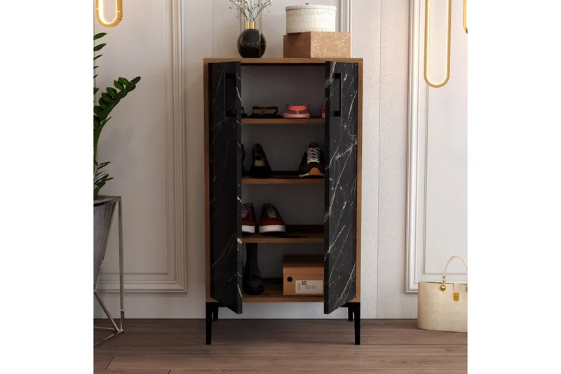 Babice Skoskåp 35x60 cm - Svart/Valnöt - Förvaring - Sko- & klädförvaring - Skoförvaring - Skoskåp