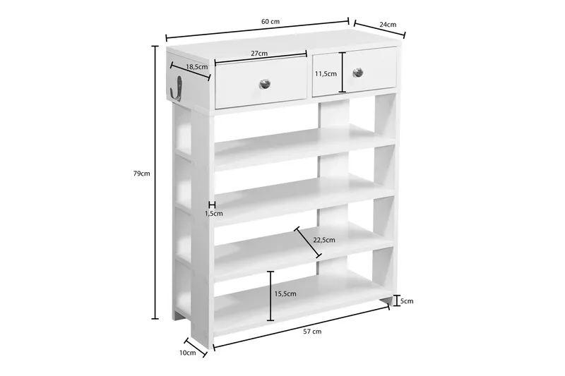 Basnaw Skoskåp 60x24 cm - Vit - Förvaring - Sko- & klädförvaring - Skoförvaring - Skoskåp
