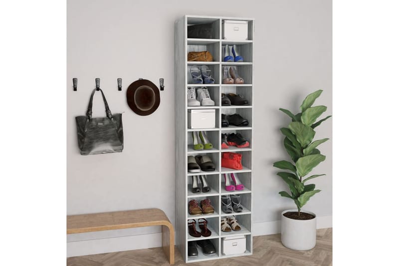 Skoskåp betonggrå 54x34x183 cm spånskiva - Betonggrå - Förvaring - Sko- & klädförvaring - Skoförvaring