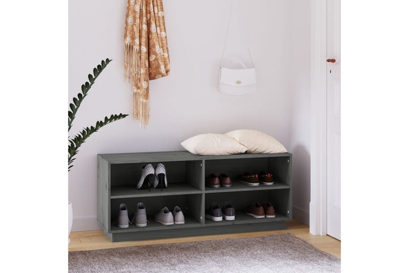 Skoskåp grå 110x34x45 cm massiv furu - Grå - Förvaring - Sko- & klädförvaring - Skoförvaring