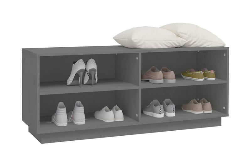 Skoskåp grå 110x34x45 cm massiv furu - Grå - Förvaring - Sko- & klädförvaring - Skoförvaring