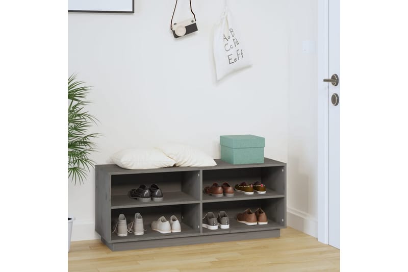 Skoskåp grå 110x34x45 cm massiv furu - Grå - Förvaring - Sko- & klädförvaring - Skoförvaring