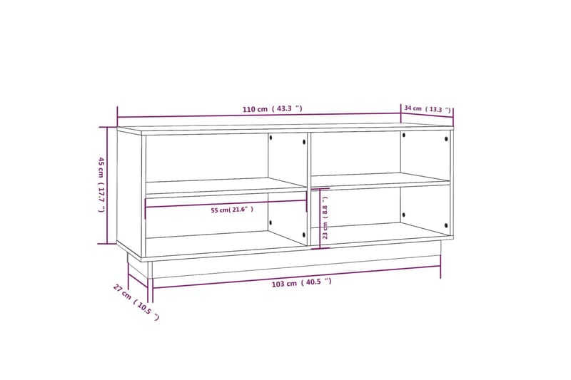 Skoskåp grå 110x34x45 cm massiv furu - Grå - Förvaring - Sko- & klädförvaring - Skoförvaring