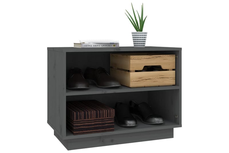 Skoskåp grå 60x34x45 cm massiv furu - Grå - Förvaring - Sko- & klädförvaring - Skoförvaring
