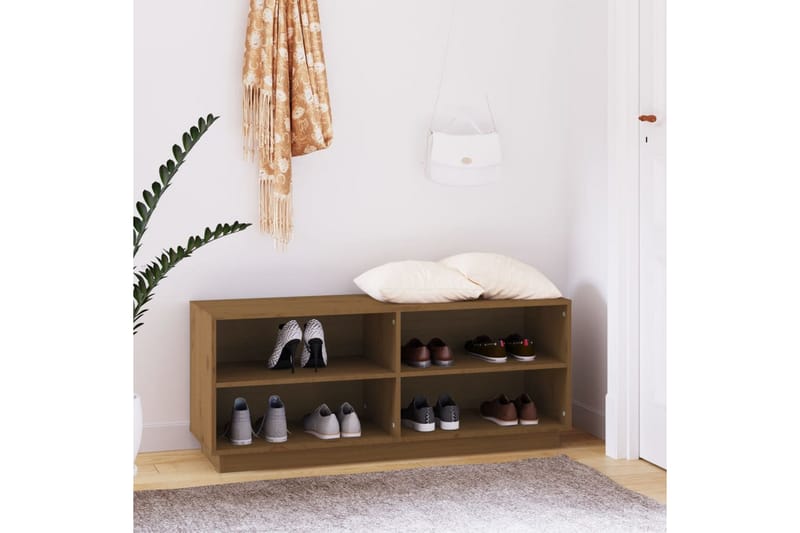 Skoskåp honungsbrun 110x34x45 cm massiv furu - Honung - Förvaring - Sko- & klädförvaring - Skoförvaring