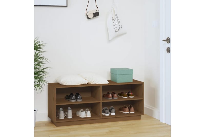 Skoskåp honungsbrun 110x34x45 cm massiv furu - Honung - Förvaring - Sko- & klädförvaring - Skoförvaring