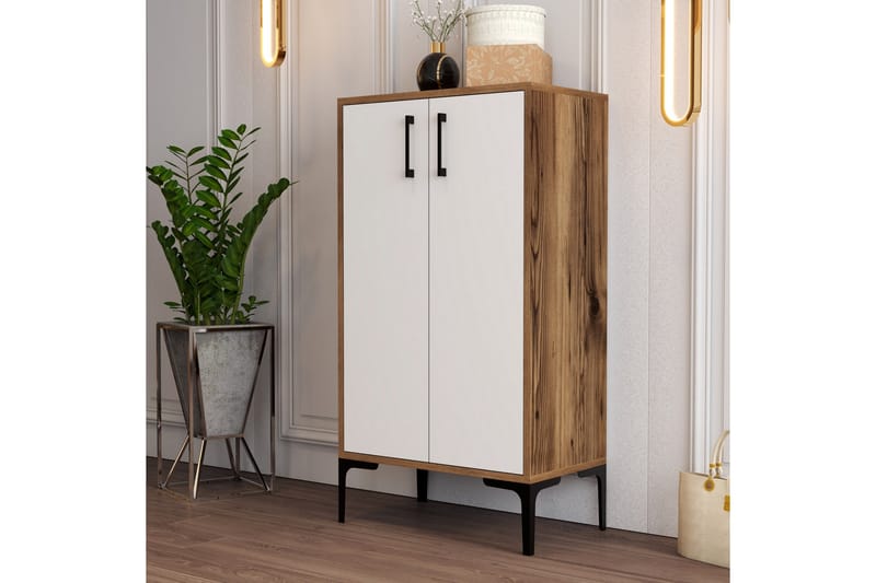 JENEC Skoskåp 35x60 cm Valnöt/Vit - Valnöt/Vit - Förvaring - Sko- & klädförvaring - Skoförvaring - Skoskåp